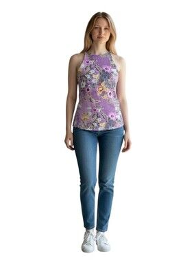 Prana Floral Strappy Performance Top Purple Size XS